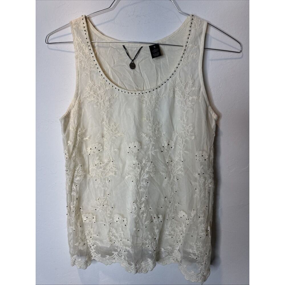 BKE Boutique Buckle‎ Women’s Blouse White/Ivory Sleeveless Top Lace Size Small